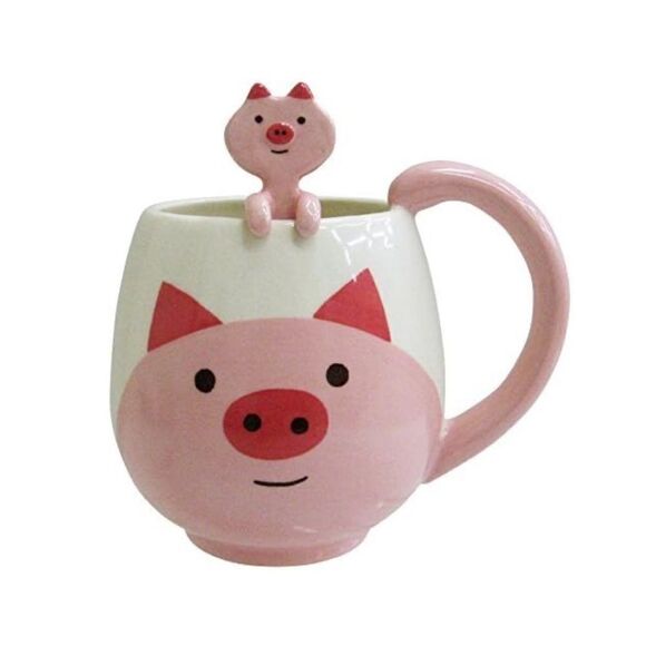 Pig Mug and Spoon Gift Set 15oz Capacity NEW - Picture 1 of 12
